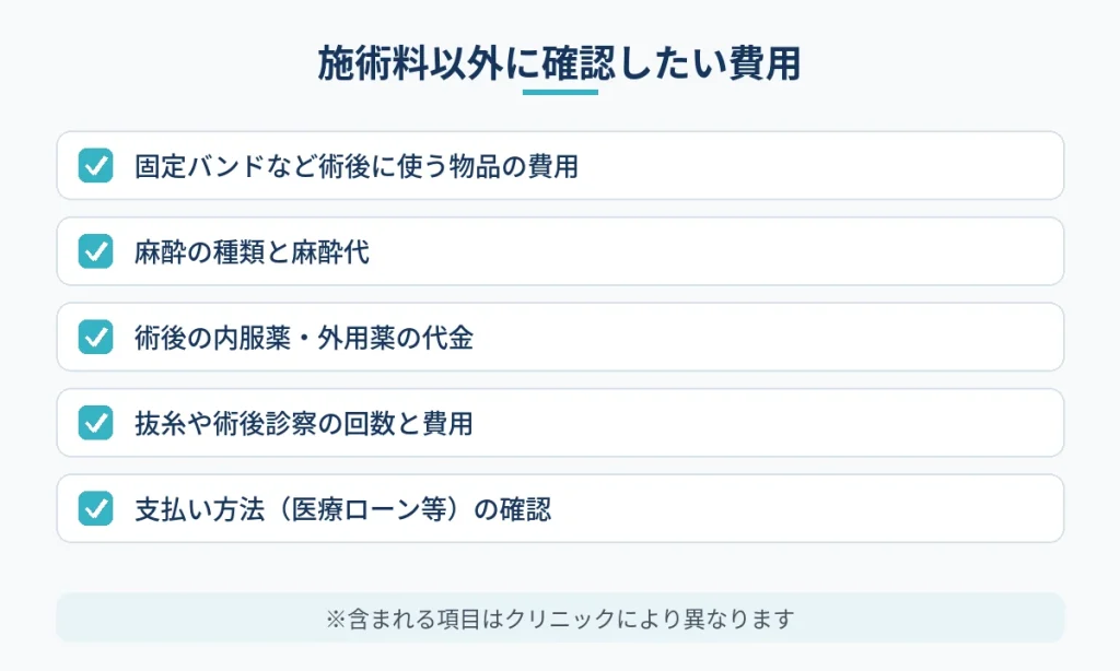 施術料以外に見積もりで確認したい費用項目のチェック図