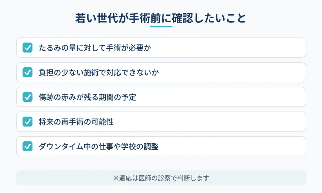 若い世代が切開フェイスリフトを受ける前に確認したい項目
